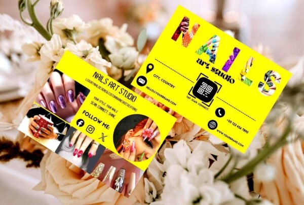 Editable Nail Art Business Card | WhatsApp QR Code (Digital Download)