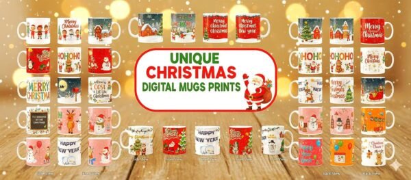 50 Christmas Sublimation PNG Mug Bundle | Gnome Santa Mug Wrap Digital Download Template.