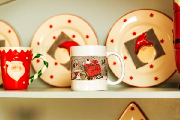 Santa Sleigh Mug Wrap PNG, Christmas Coffee Cup Sublimation Design (Digital Download)