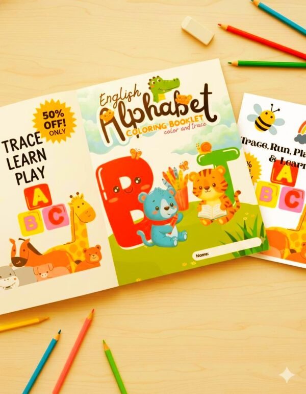 Alphabet Tracing Coloring Book, ABC Letters Workbook (Digital Download)