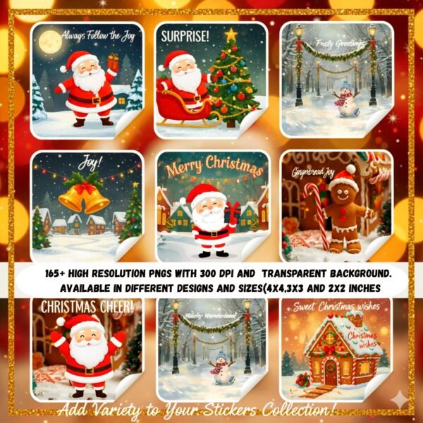 165+ Christmas Sticker Bundle High-Res PNG Clipart